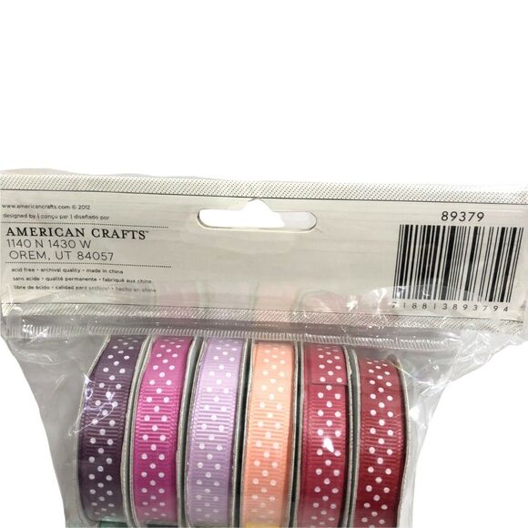 American Crafts Premium Grosgrain Ribbon Dots 24 Spools .375 in x 4 ft Each NEW - Picture 5 of 5